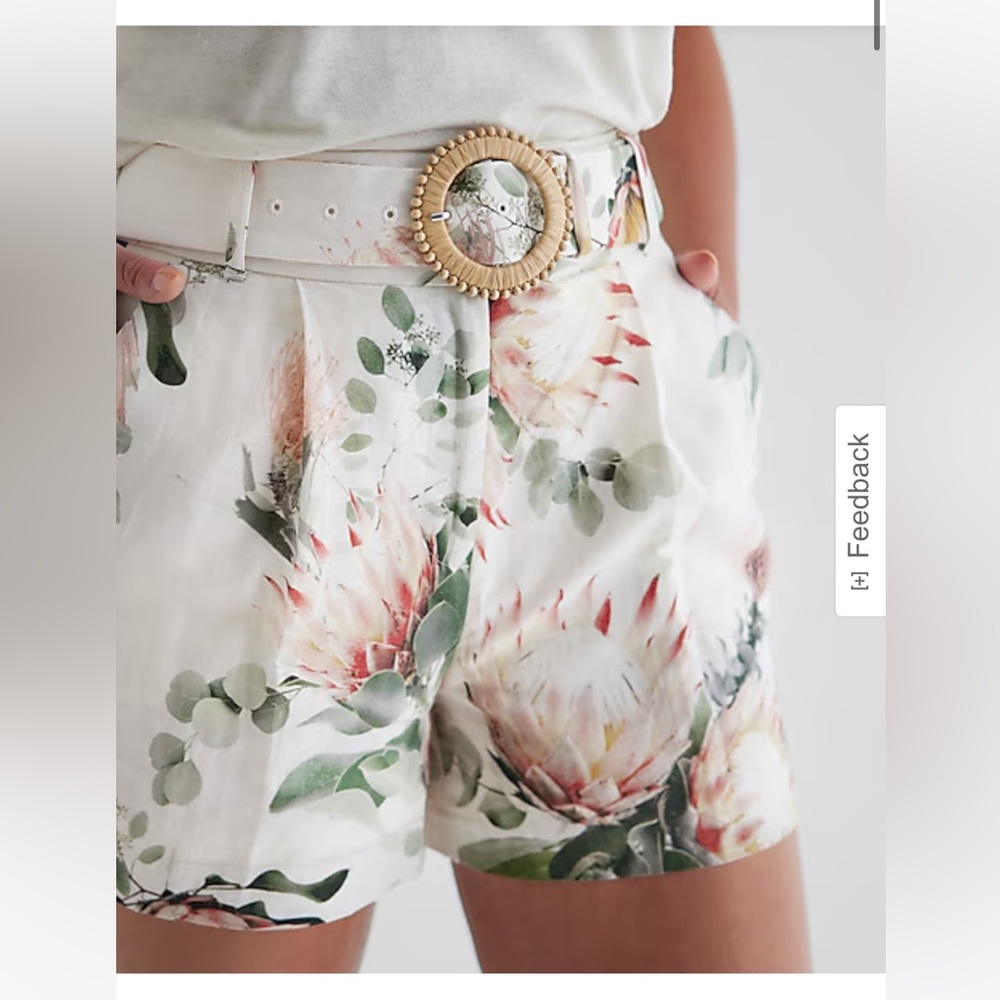 Express Belted Floral Linen Short